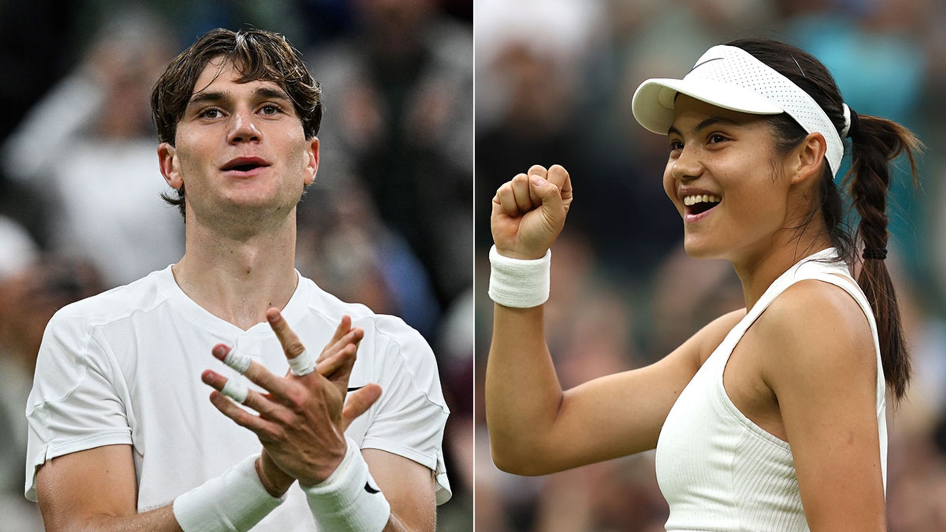 split image showing two tennis players 