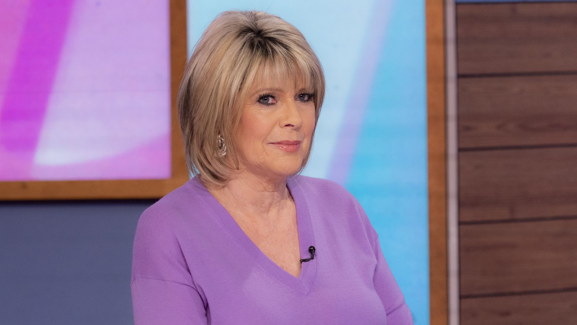 Ruth Langsford in lavender with blank expression