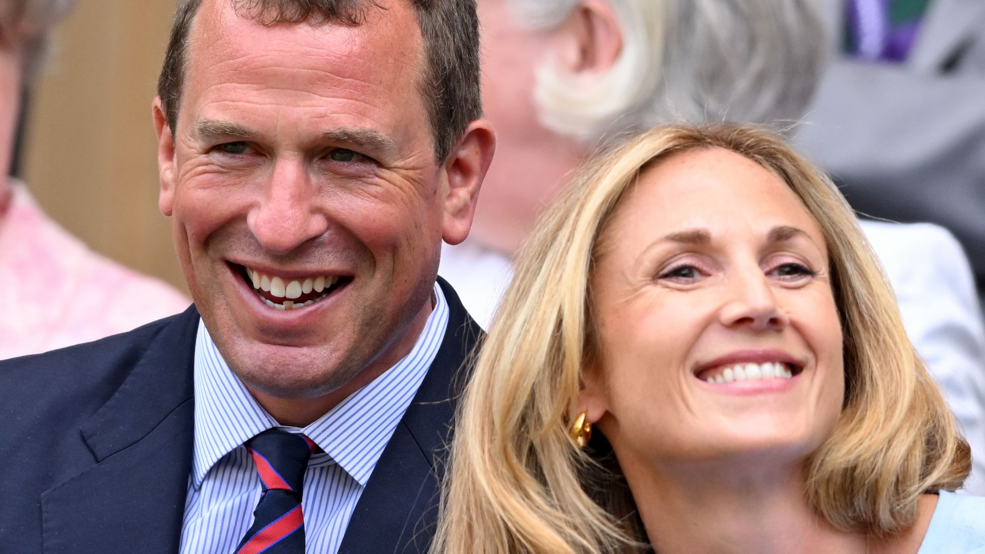 Peter Phillips and Harriet Sperling attend day ten of the Wimbledon Tennis Championships at the All England Lawn Tennis and Croquet Club on July 09, 2025 in London, England.  (Photo by Karwai Tang/WireImage)