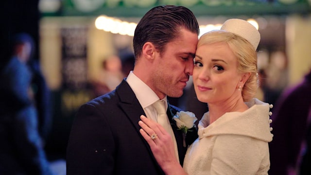 Helen George as Trixie Franklin and Olly Rix as Matthew Aylward in Call the Midwife