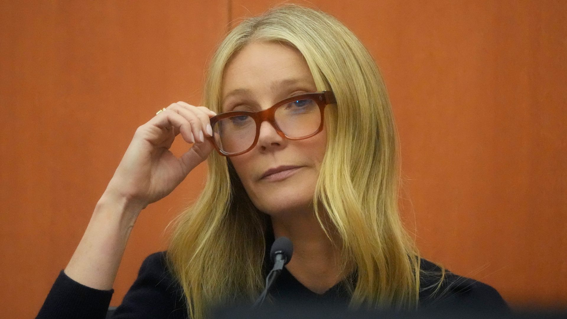 PARK CITY, UTAH - MARCH 24: Gwyneth Paltrow testifies during her trial on March 24, 2023, in Park City, Utah. Terry Sanderson is suing actress Gwyneth Paltrow for $300,000, claiming she recklessly crashed into him while the two were skiing on a beginner r