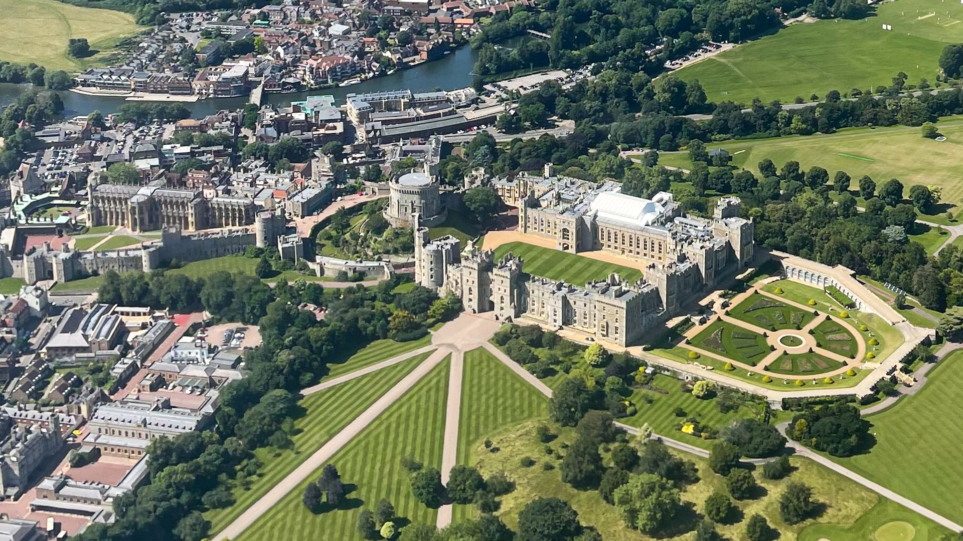A aerial view of Windsor Castle and the surrounding area at Windsor Castle