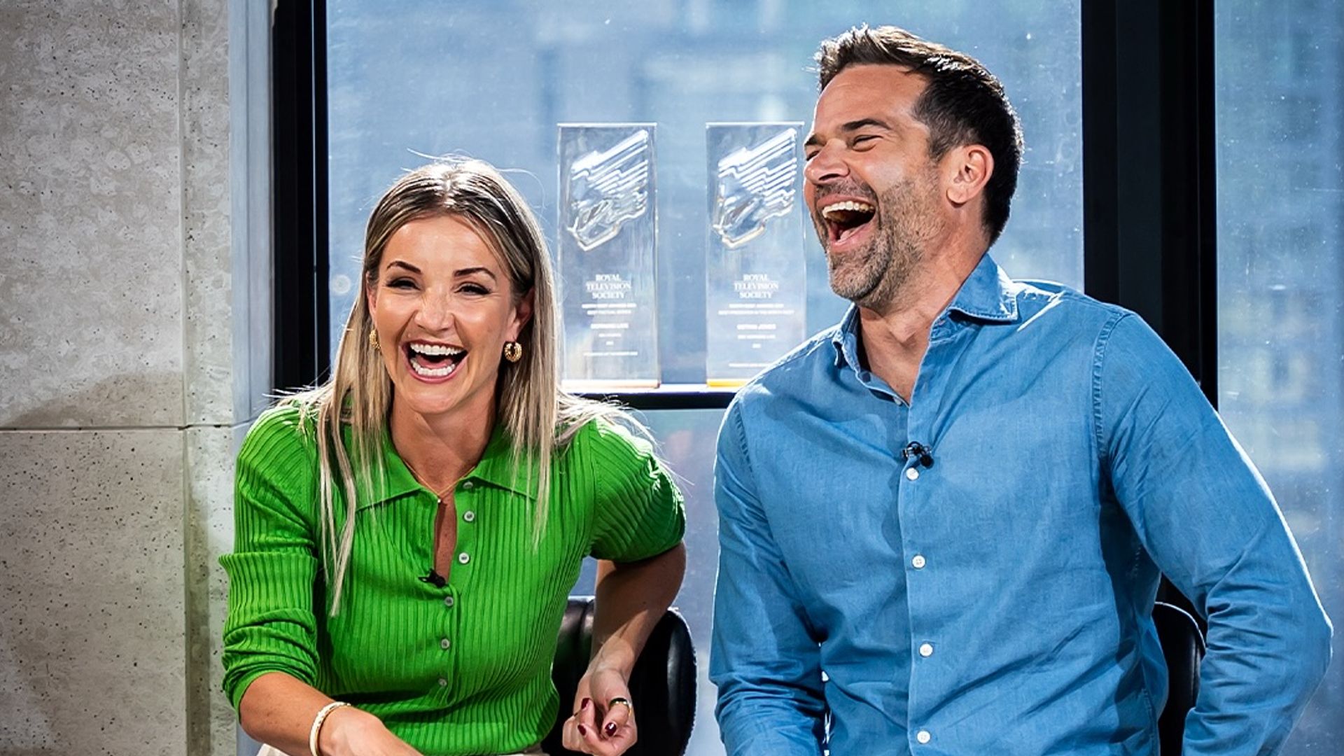 Helen Skelton and Gethin Jones laugh on Morning Live