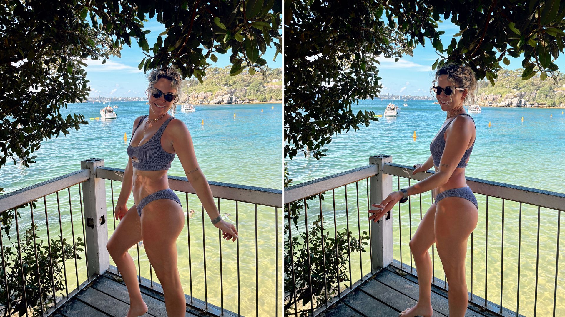 Lydia Bright shows of her killer abs