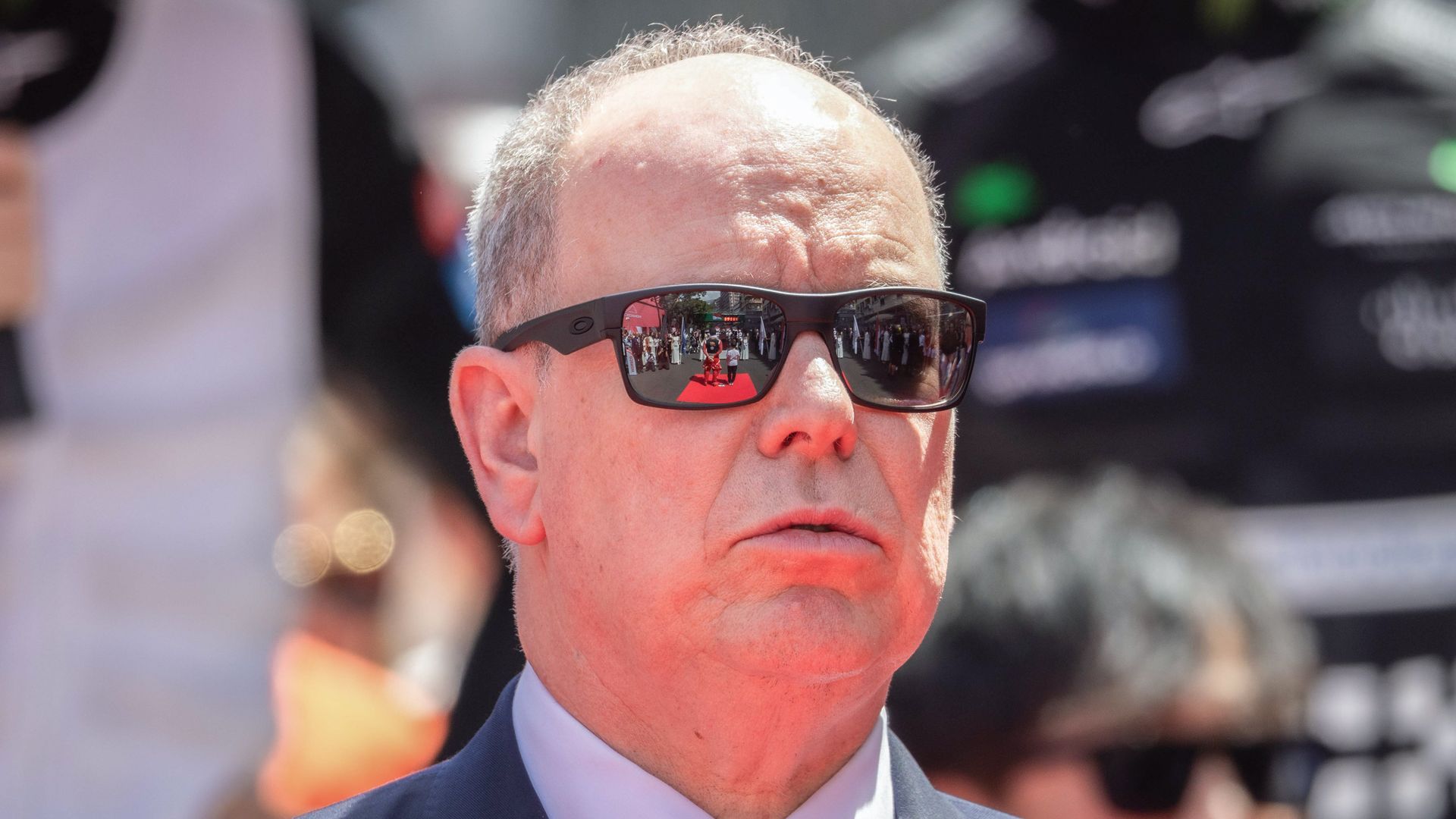 Prince Albert looking sad in a pair of sunglasses