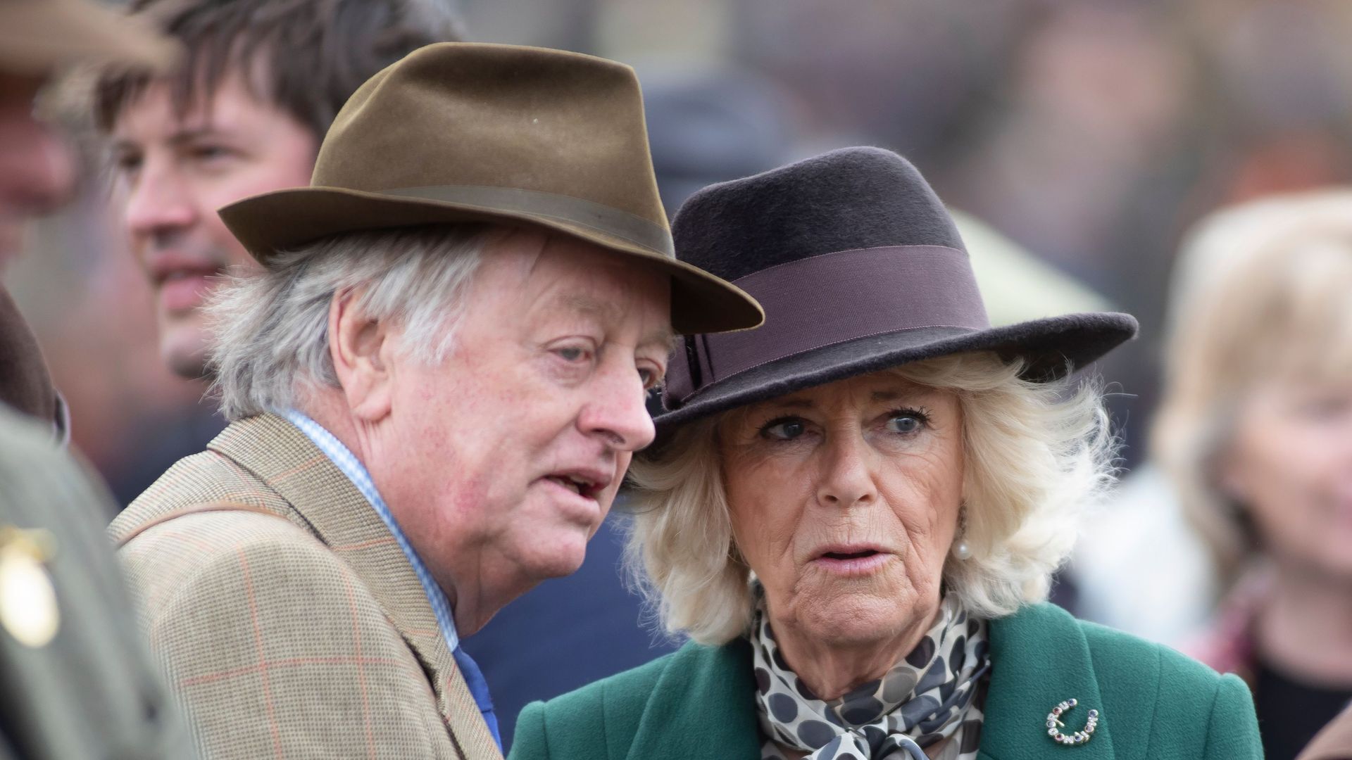 Andrew Parker Bowles and Queen Camilla talking