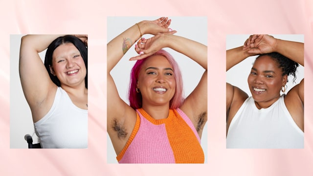 three women showing their armpits