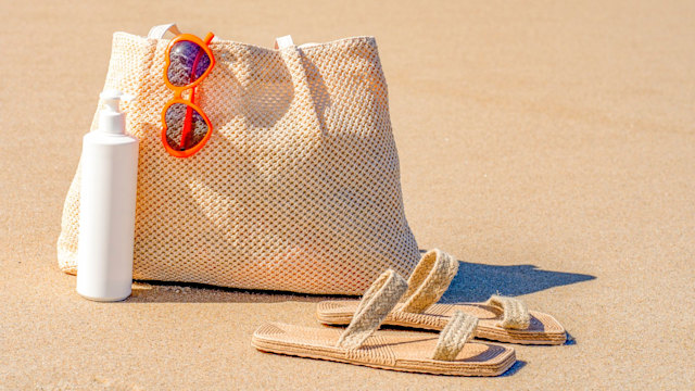 beach bag on the sand