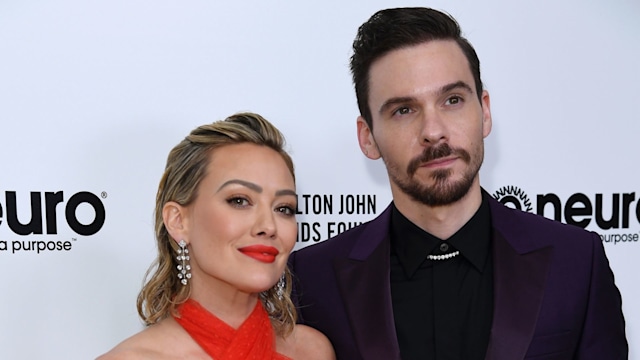 Hilary Duff and Matthew Koma attend the Elton John AIDS Foundation's 31st Annual Academy Awards Viewing Party on March 12, 2023 in West Hollywood, California.