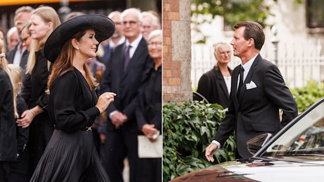 Queen Mary and Prince Joachim at Per Thornit's funeral in Copenhagen