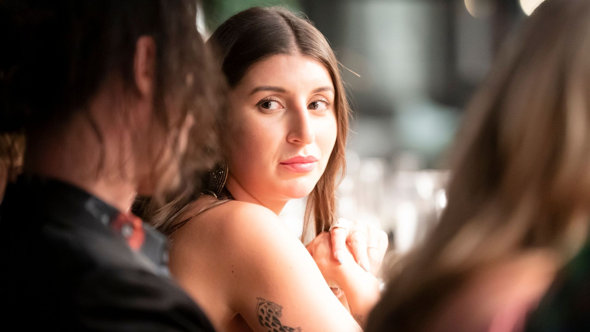 Claire at dinner party on Married at First Sight Australia 