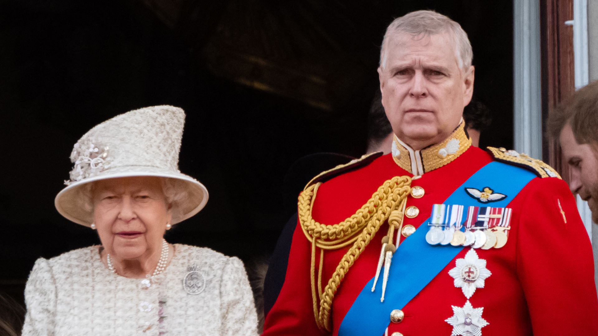 The Queen and Prince Andrew on Buckingham Palace balcony