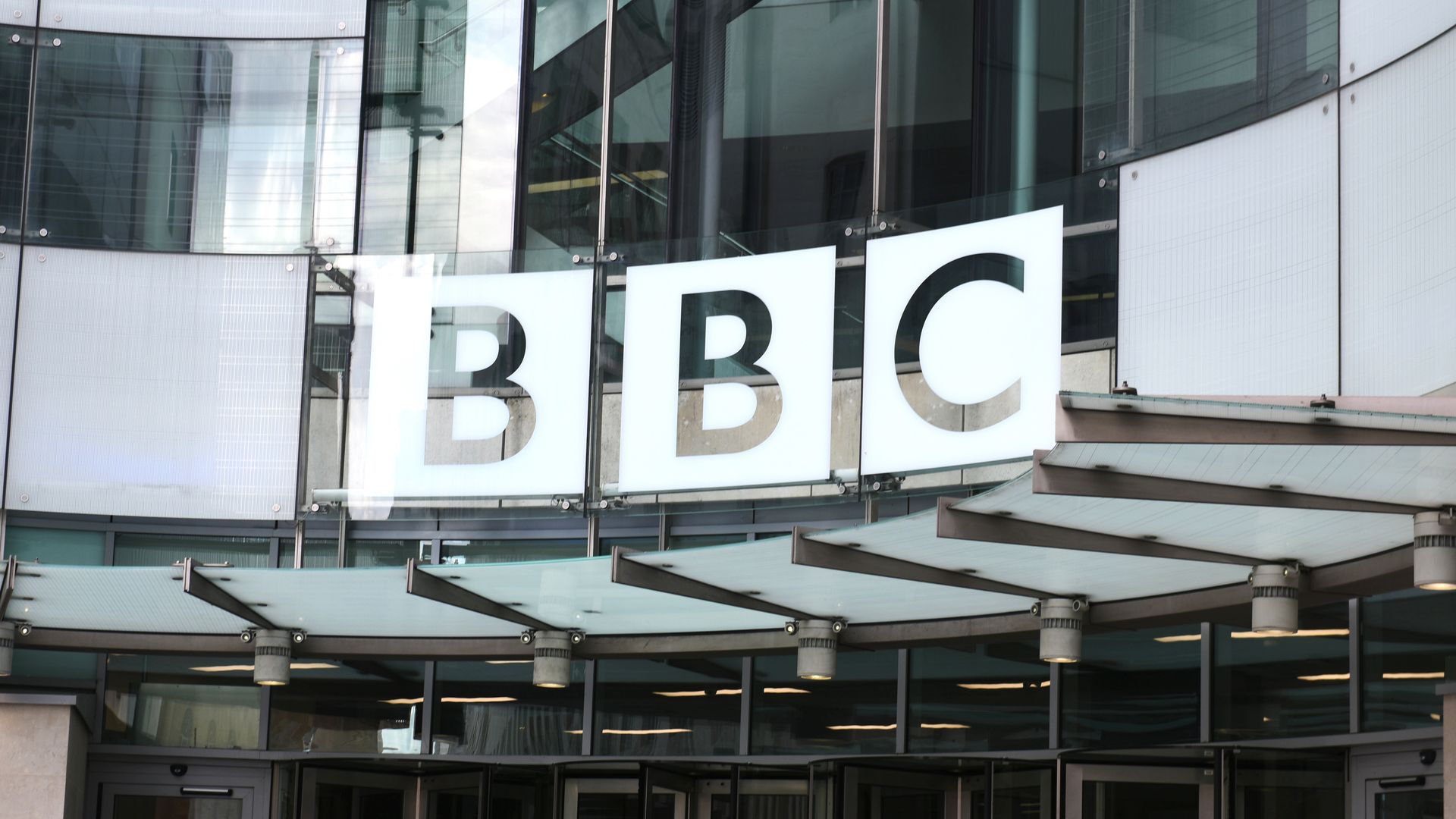 LONDON,ENGLAND - June 2023:  BBC sign External Sign London, England. (Photo by Peter Dazeley/Getty Images)