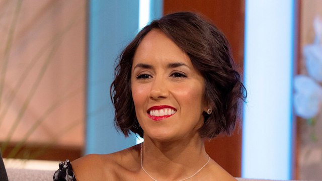 Janette Manrara in a shoulderless dress