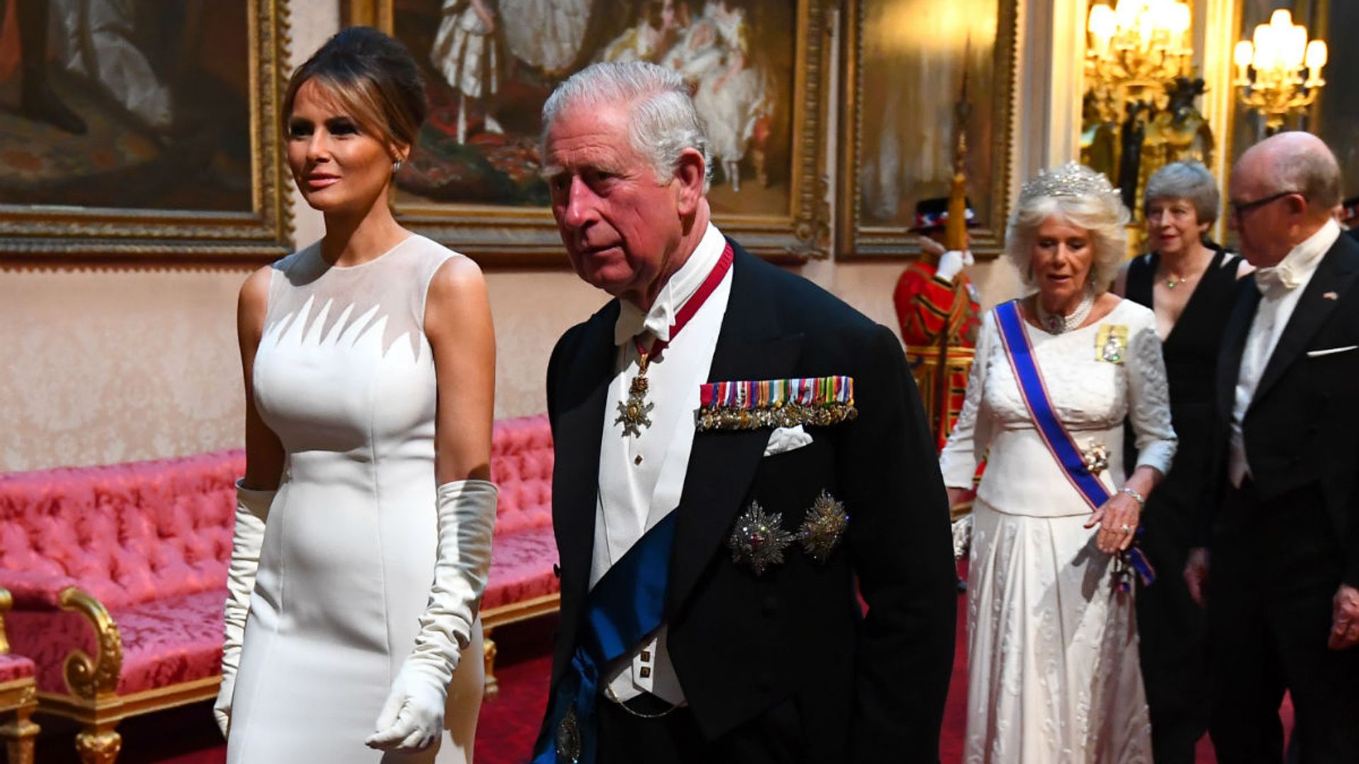 Melania Ivanka and Tiffany Trump wear glamorous gowns for Buckingham Palace state banquet HELLO