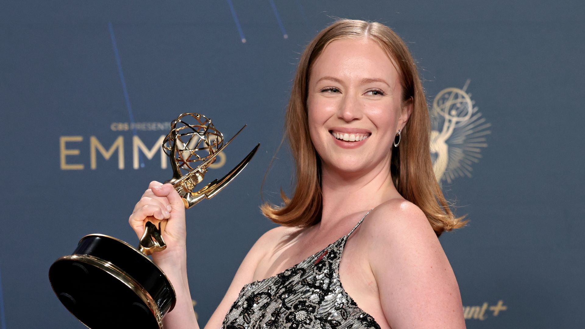 Hannah Einbinder, winner of Outstanding Supporting Actress in a Comedy Series for "Hacks," poses in the press room during the 77th Primetime Emmy Awards at Peacock Theater on September 14, 2025 in Los Angeles, California.