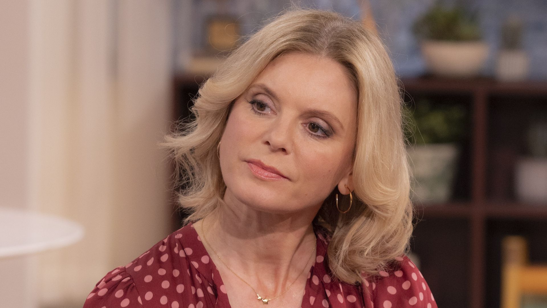 Emilia Fox in a polka-dot dress