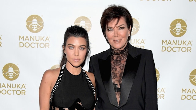 kourtney kardashian and kris jenner wearing black at event