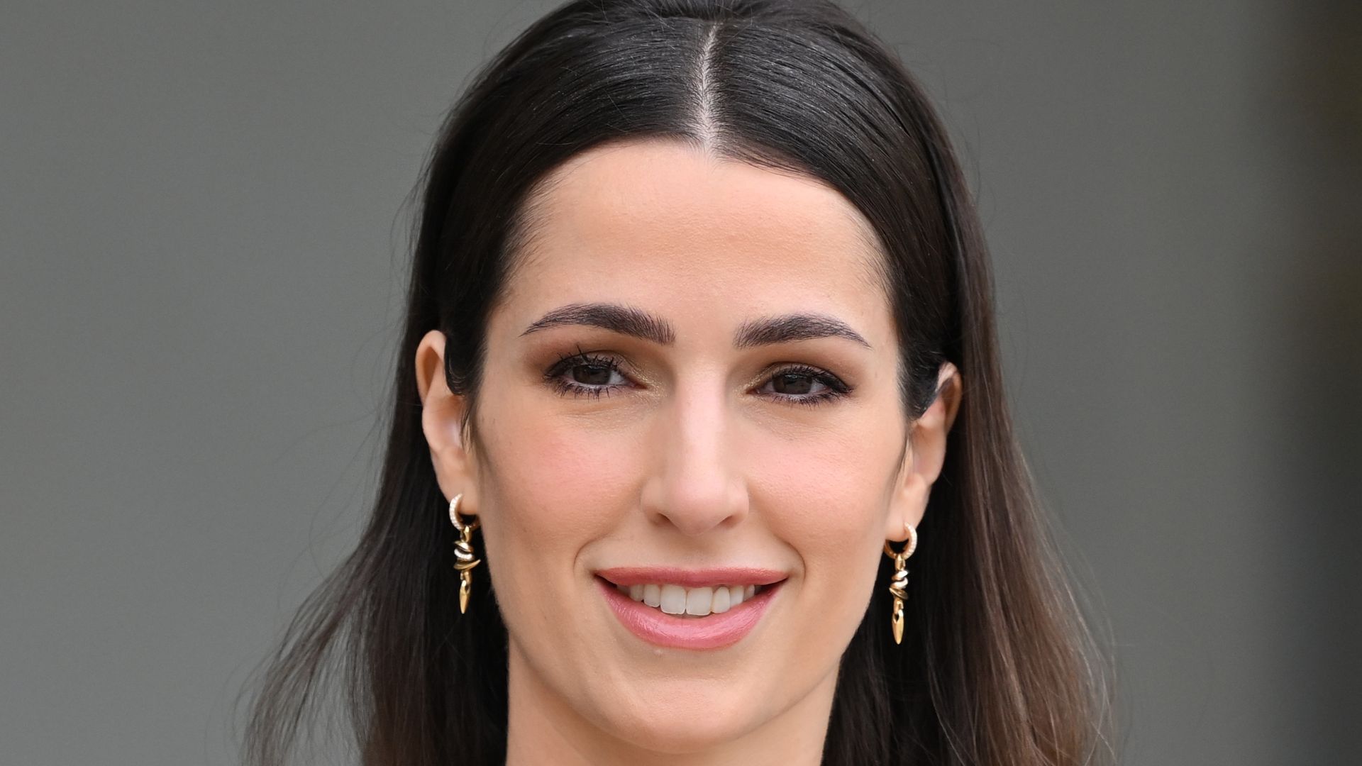 Princess Rajwa Al Hussein, Crown Prince of Jordan Hussein's wife, is seen as she poses to photographers ahead of a meeting at the Elysee Palace in Paris, France on October 8, 2025.
