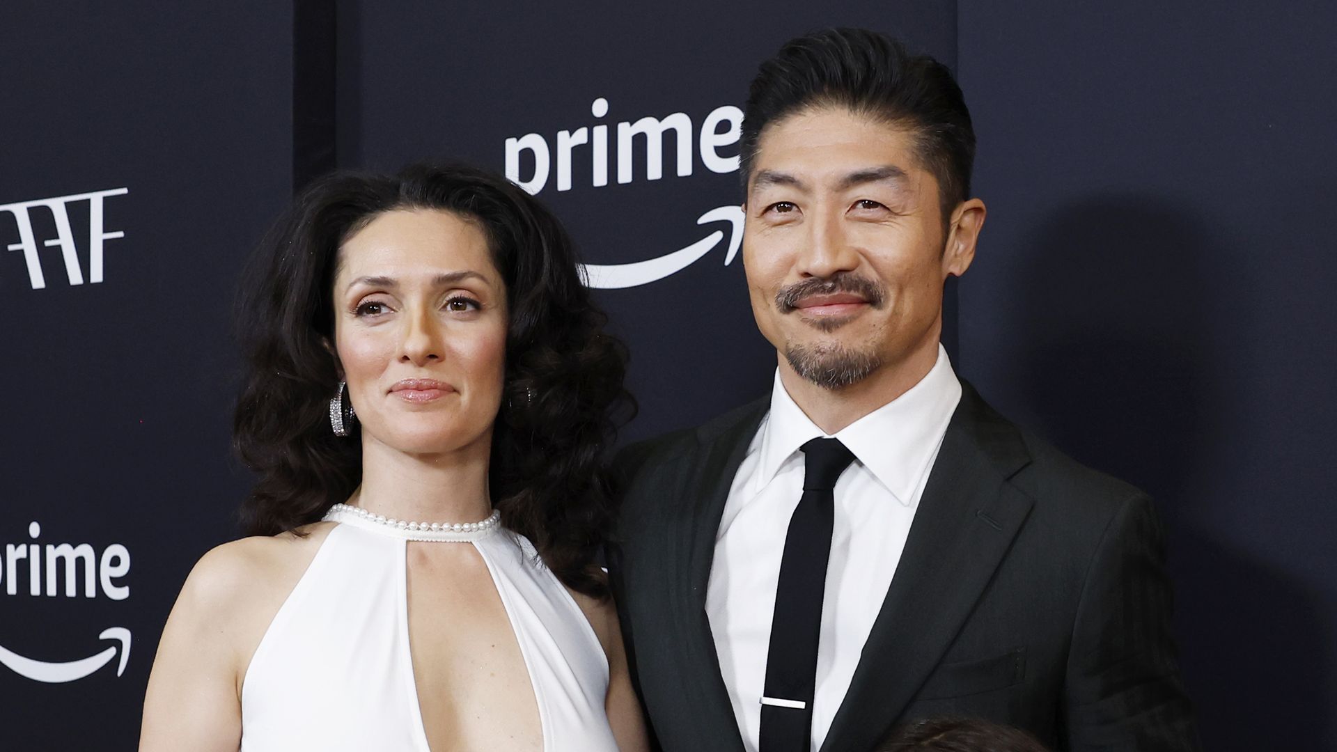 Brian Tee, Mirelly Taylor and daughter Madeline Skyer Tee arrive on the red carpet for Prime Video's "Expats" New York premiere at The Museum of Modern Art on Sunday, January 21, 2024 in New York City.