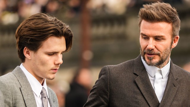 Cruz Beckham and David Beckham are seen outside Dior, during the Paris Fashion Week - Menswear Fall Winter 2023 2024 : Day Four on January 20, 2023 in Paris, France. 