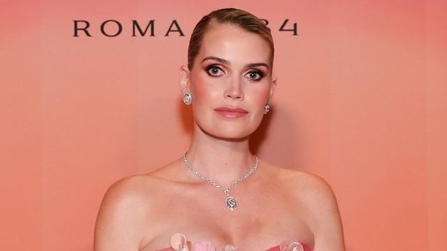 Lady Kitty Spencer in strapless pink dress