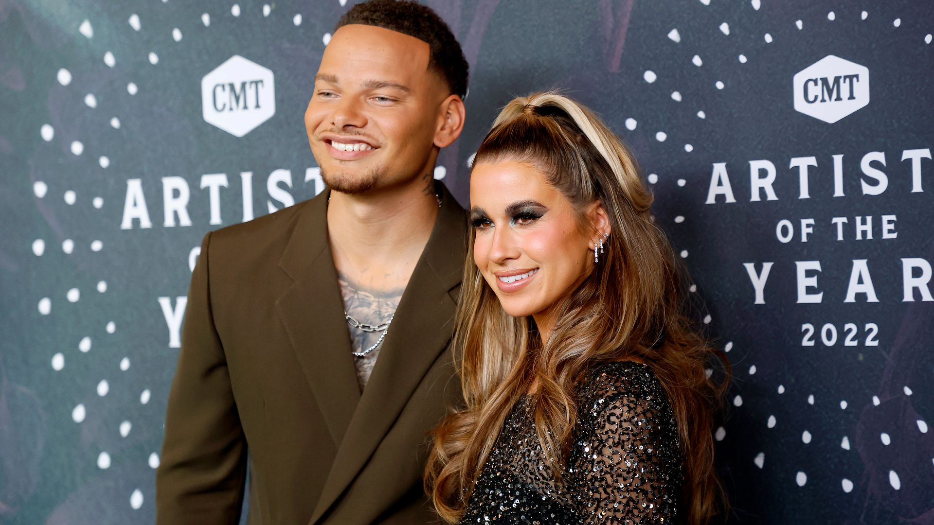 Kane Brown and  Katelyn Jae Brown attend the 2022 CMT Artists Of The Year ceremony