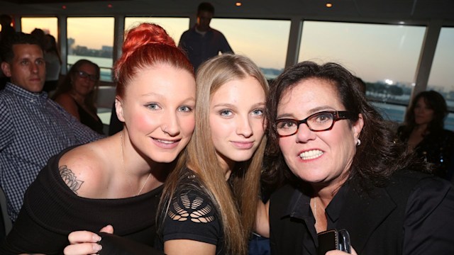 Chelsea Belle O'Donnell, Vivienne Rose O'Donnell and mother Rosie O'Donnell pose at the "2nd Annual Fran Drescher Cancer Schmancer Sunset Cabaret Cruise" on The SS Hornblower Infinity Crusie Ship on June 20, 2016 in New York City