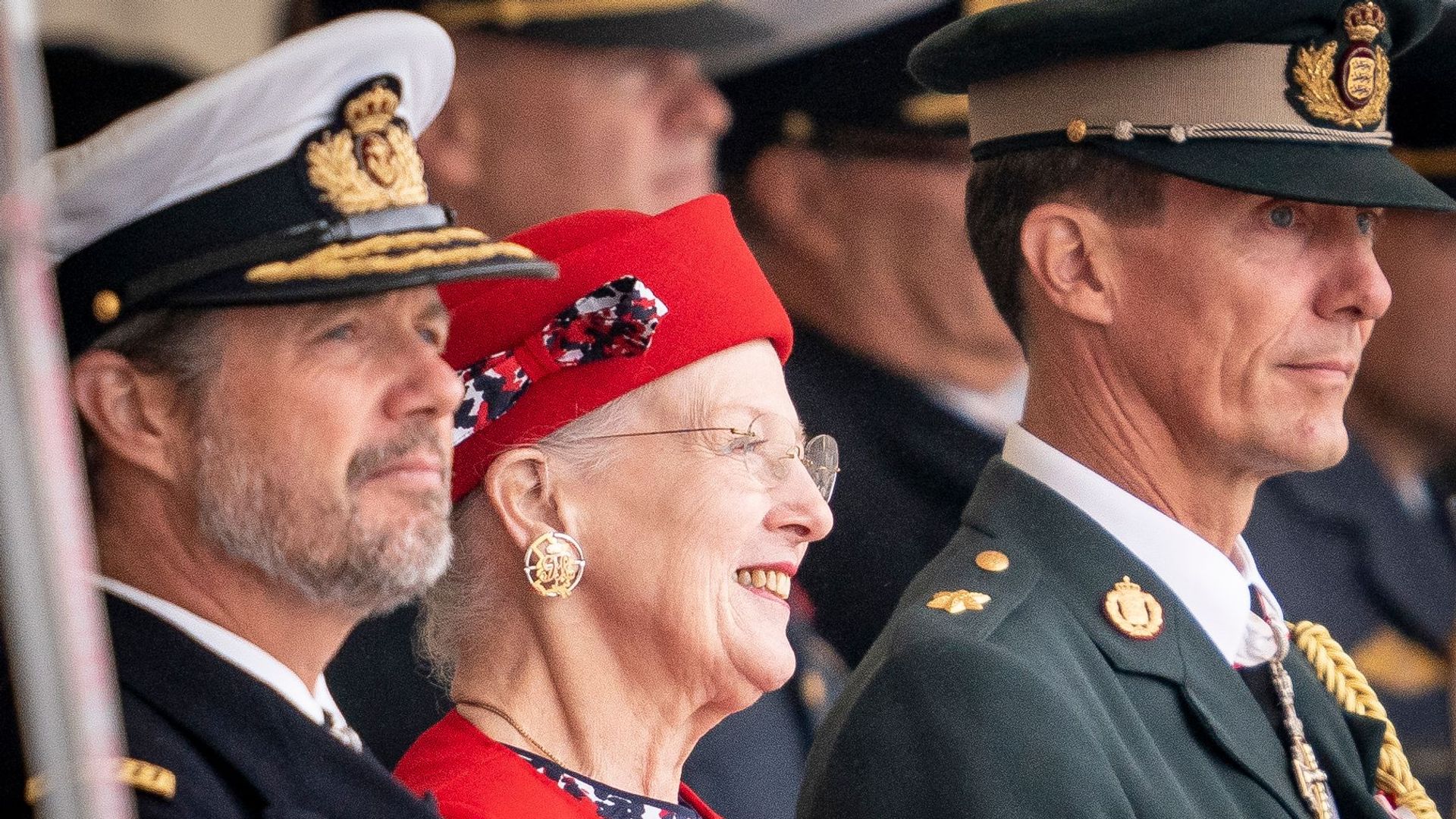 Queen Margrethe with her two sons, Frederik and Joachim