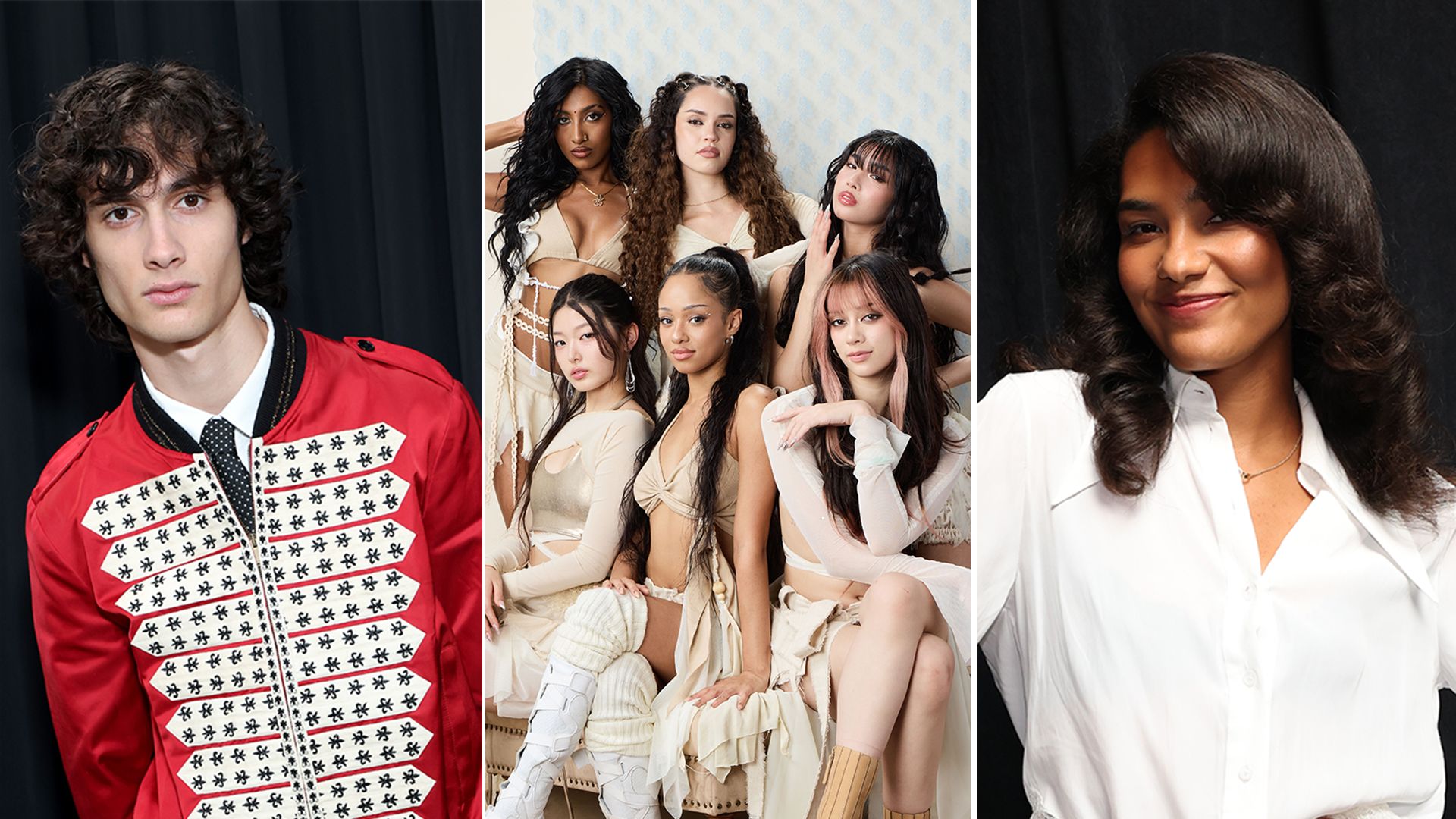 Composite image of Sombr, Katseye, and Olivia Dean