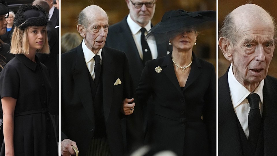 Duke of Kent supported by grief-stricken family members at wife's funeral -  all the photos | HELLO!