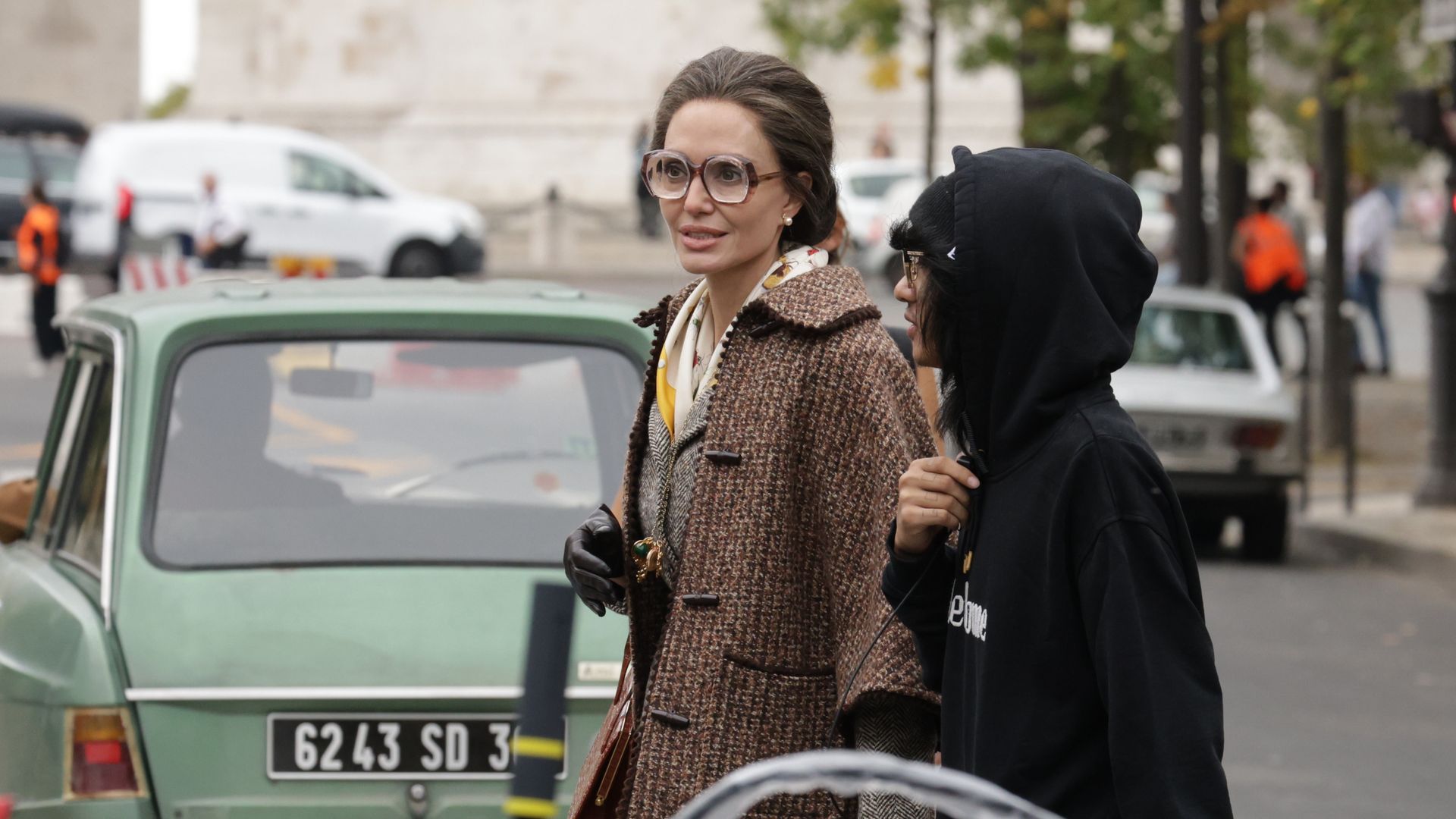 PARIS, FRANCE - OCTOBER 12: Angelina Jolie is seen filming "Maria" on October 12, 2023 in Paris, France. (Photo by MEGA/GC Images)