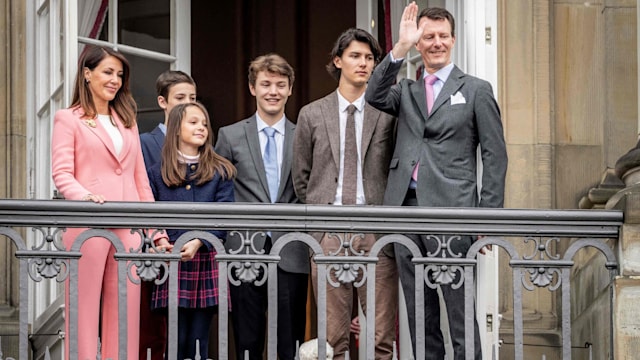 Prince Joachim and his family celebrating Queen Margrethe's 83rd birthday