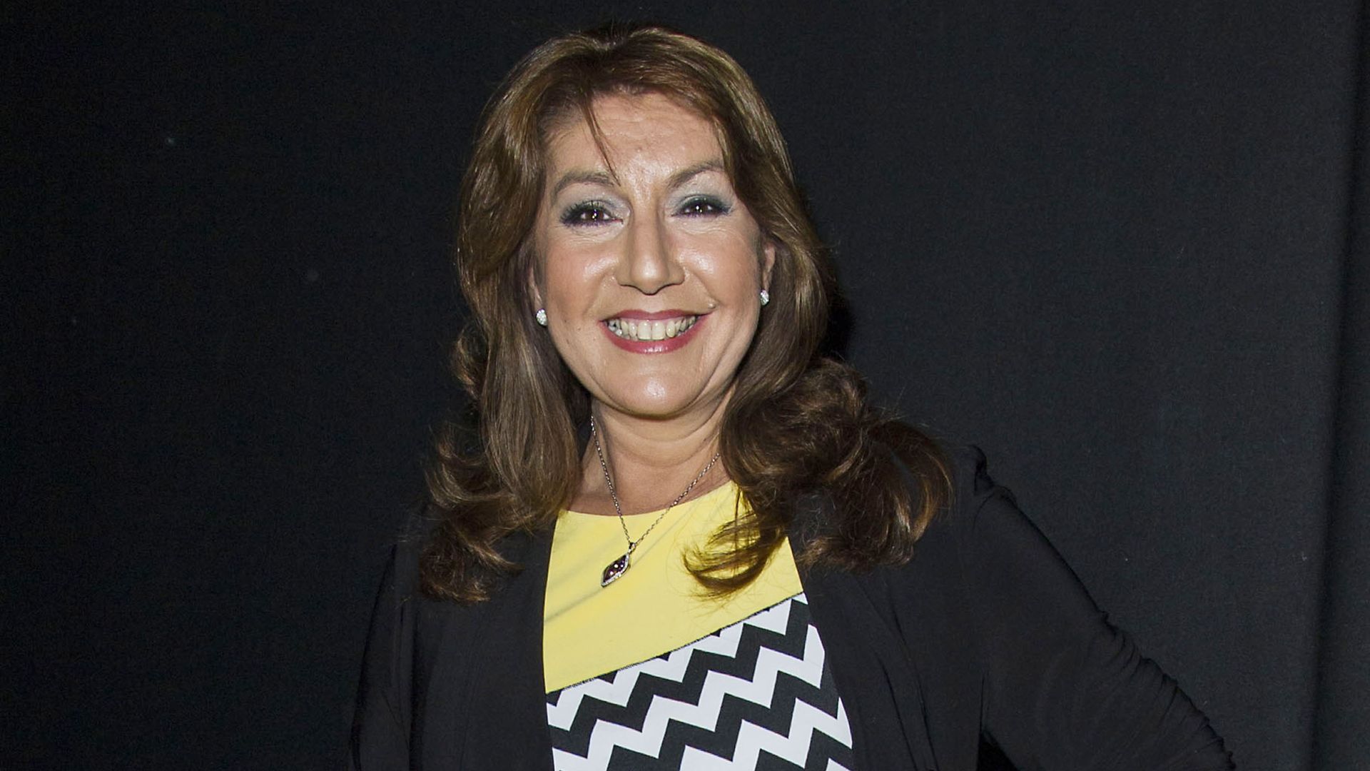 Jane McDonald in striped outfit