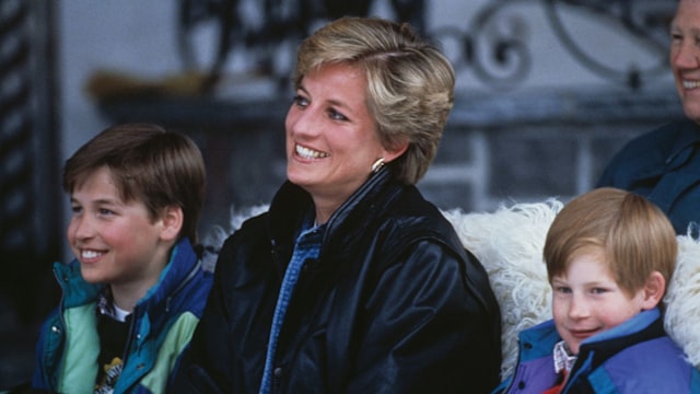 Diana, William and Harry on skiing holiday in 1993