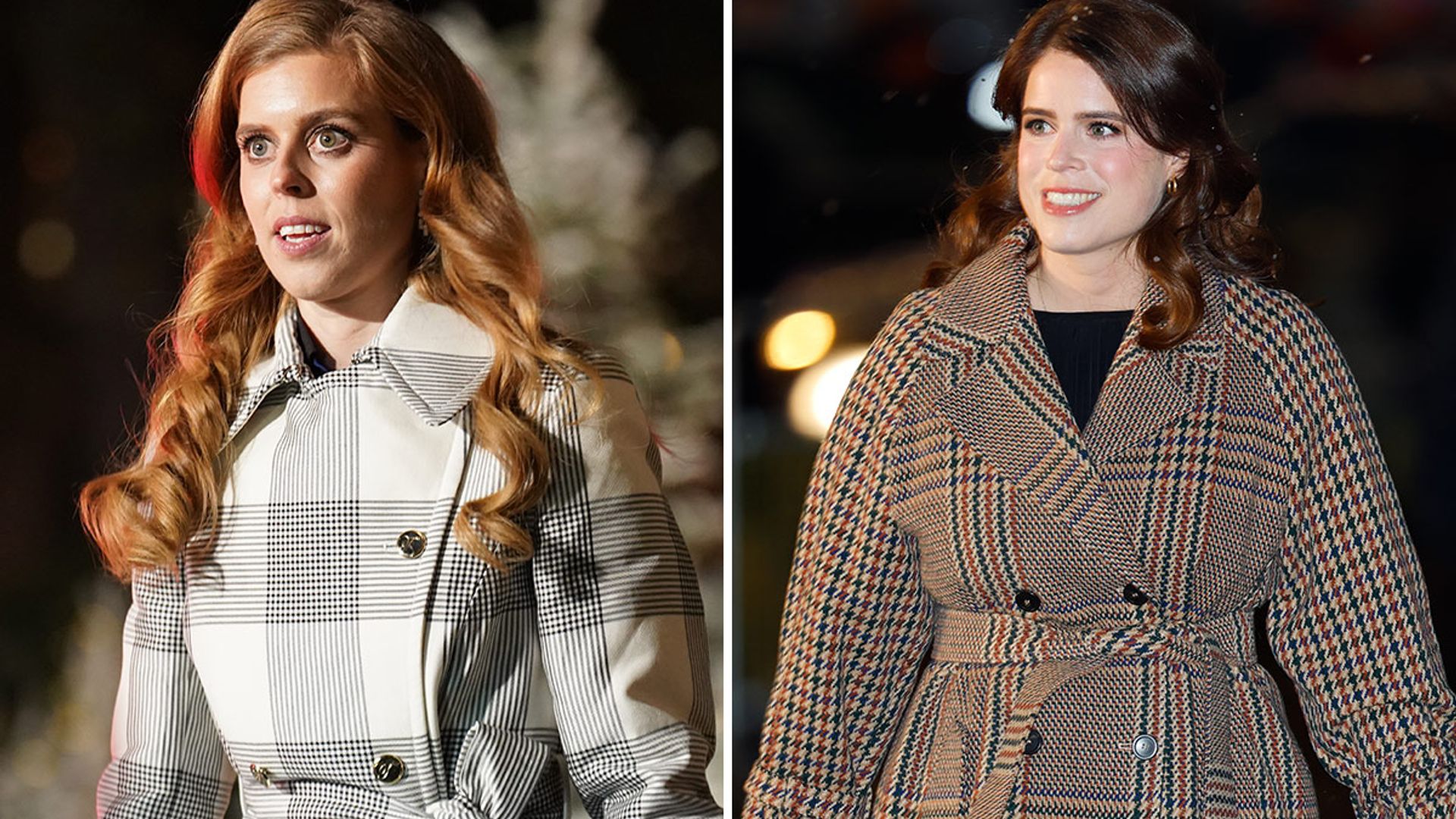 princess beatrice and princess eugenie wear patterned coats