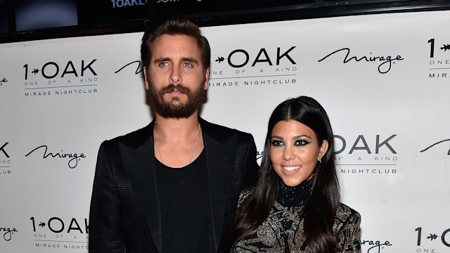 Scott Disick and Kourtney Kardashian arrive at his birthday celebration at 1 OAK Nightclub at The Mirage Hotel & Casino on May 23, 2015 in Las Vegas, Nevada