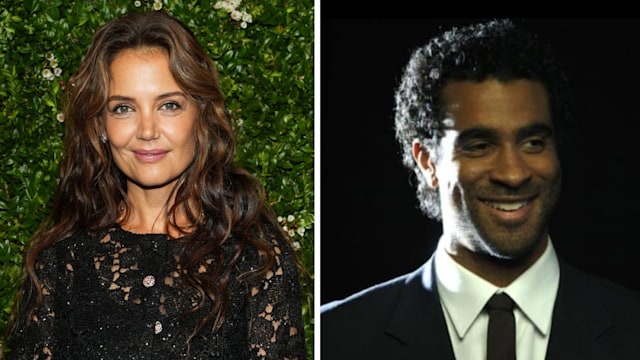 Split image of Katie Holmes and her late Dawson's Creek co-star Obi Ndefo