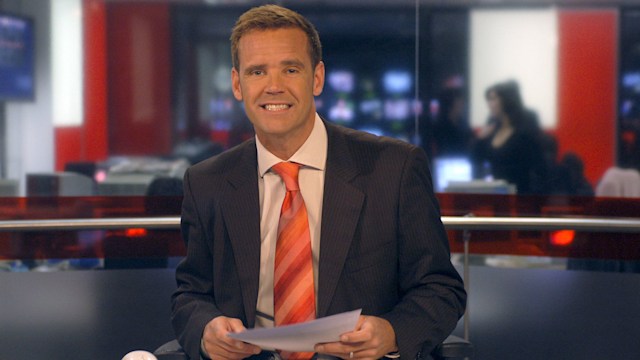 Aaron Heslehurst on the BBC World News studio set