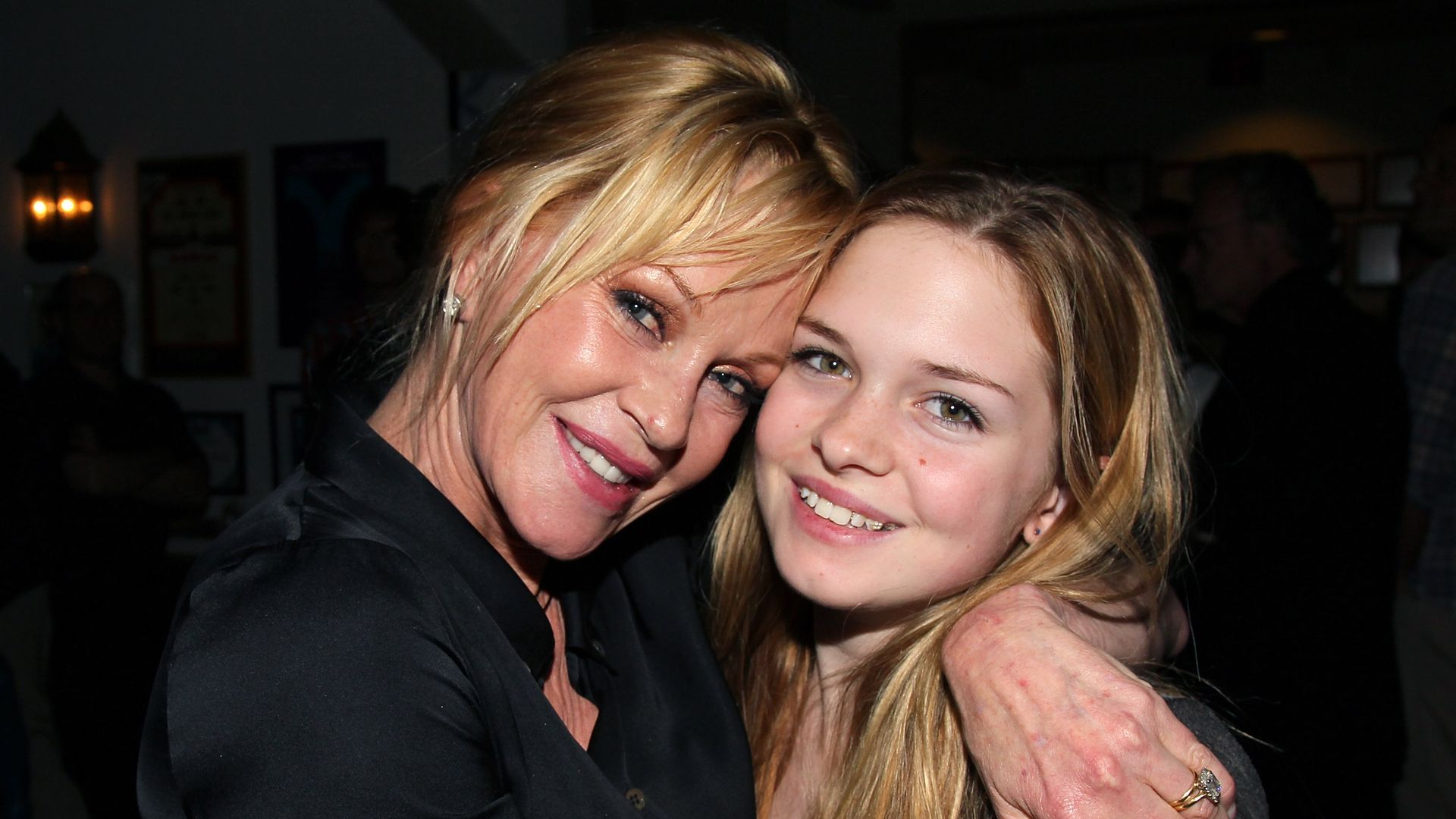 Melanie Griffith and daughter Stella Banderas pose at the opening night of "No Way Around But Through" at the Falcon Theatre on June 3, 2012 in Burbank, California