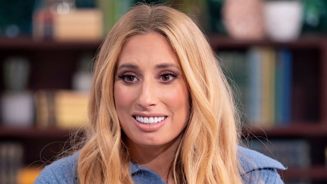 Stacey Solomon in blue jumper