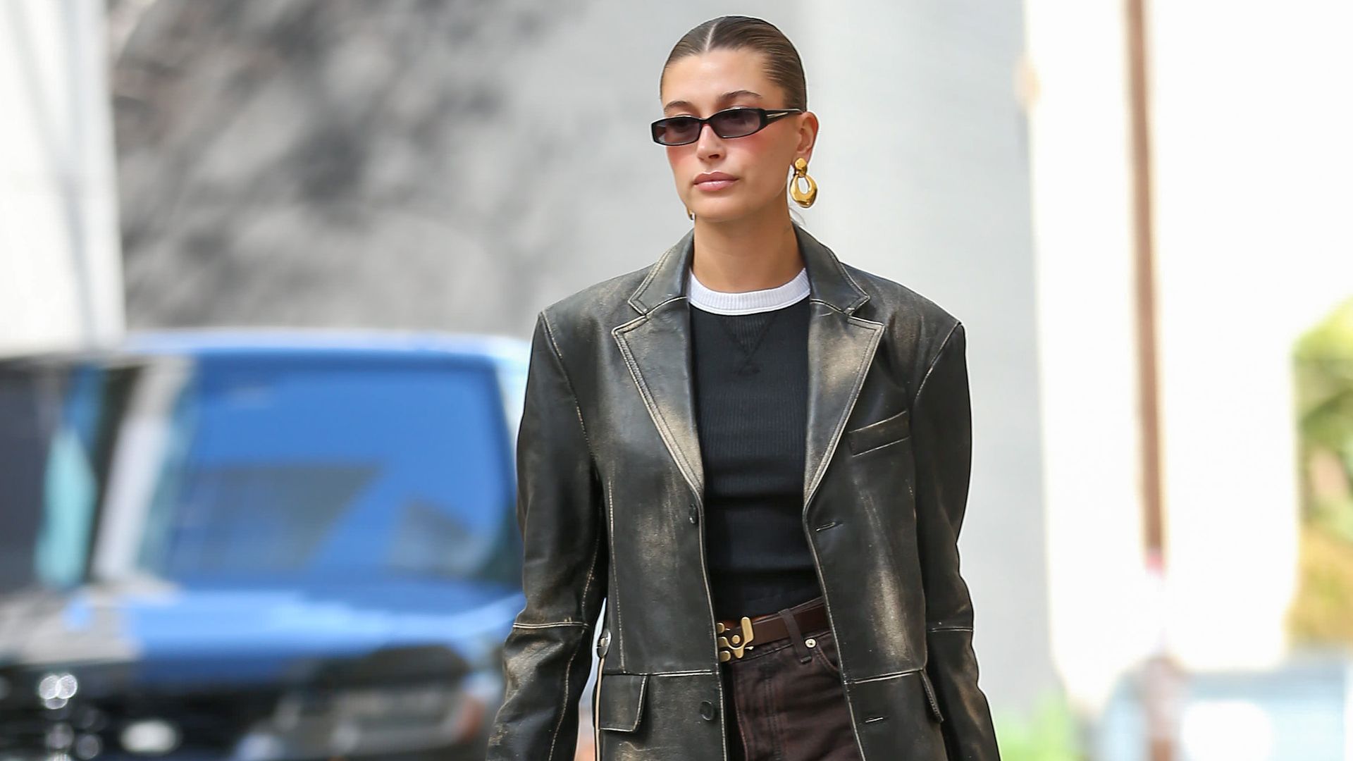 Hailey Bieber nails seasonal style in trench coat and jeans