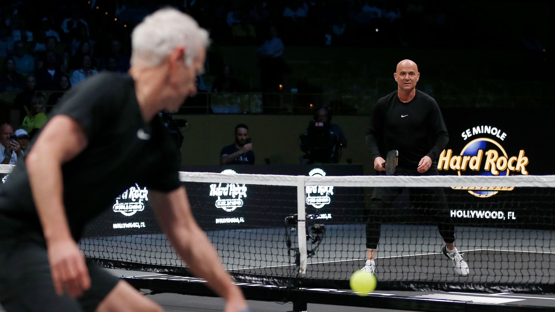 John McEnroe and Andre Agassi play Pickleball