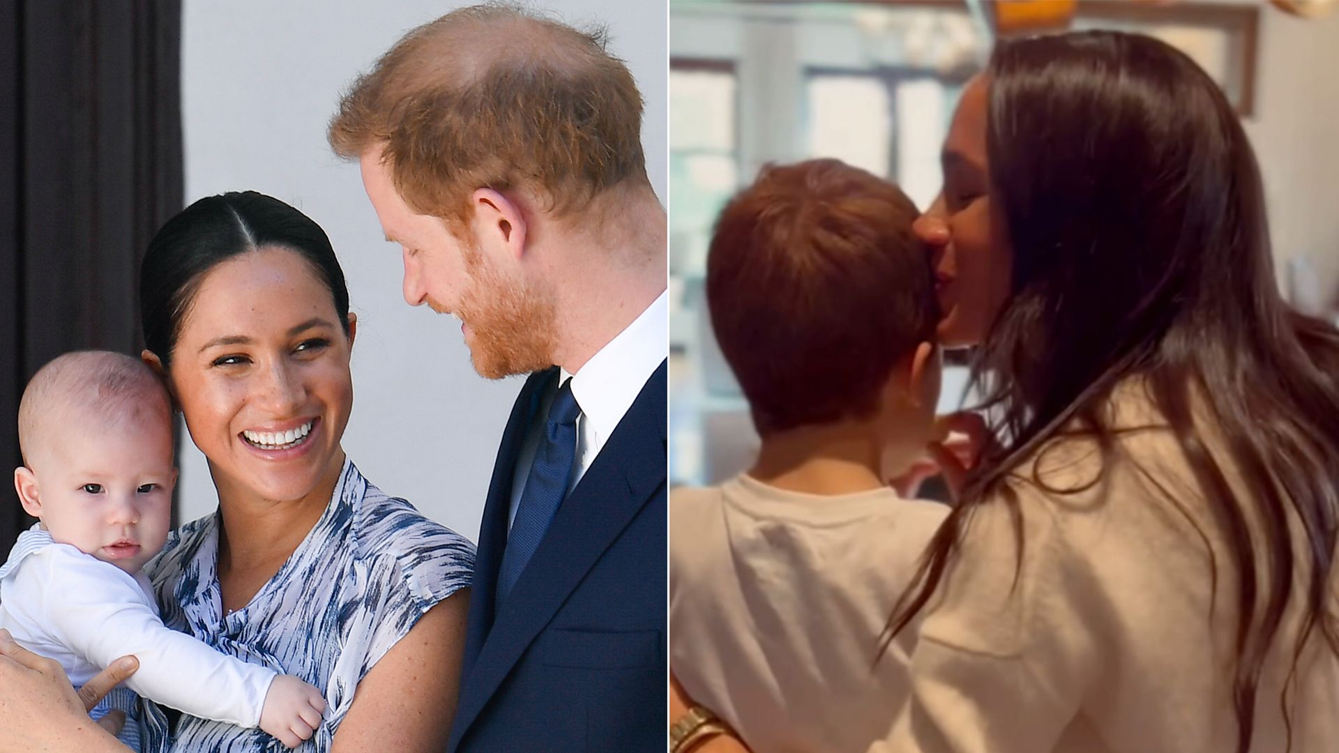 Baby Archie in South Africa and Meghan kissing Archie
