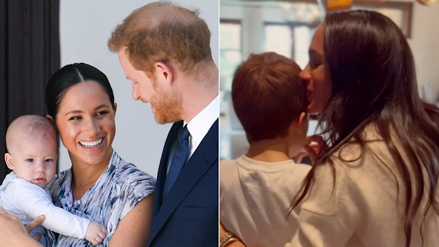 Baby Archie in South Africa and Meghan kissing Archie