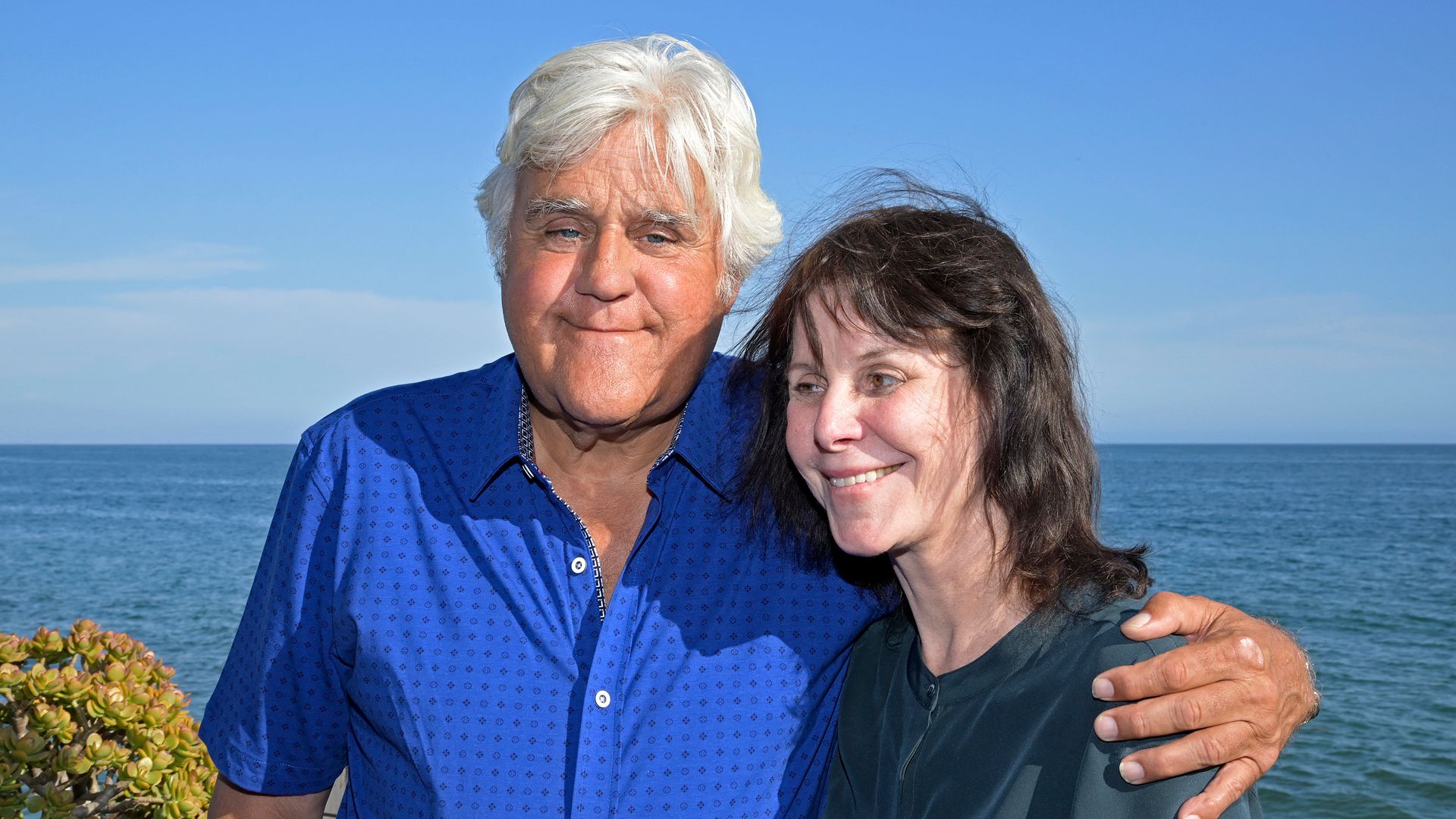 Jay Leno and Mavis Leno attend the private unveiling of the Meyers Manx electric automobile at Little Beach House Malibu on August 08, 2022 in Malibu, California