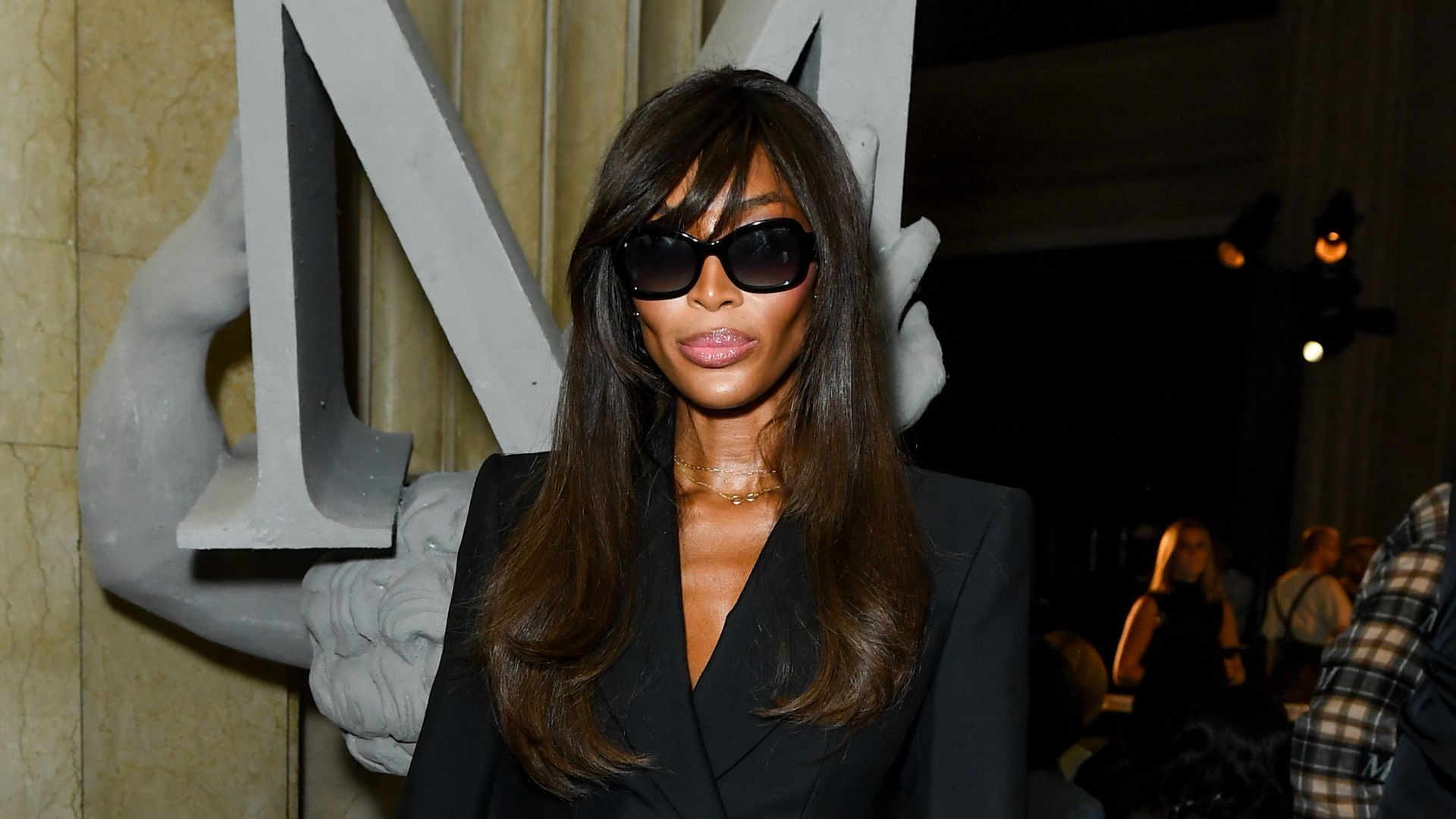LONDON, ENGLAND - SEPTEMBER 16: Naomi Campbell attends the MAINS Runway Show during London Fashion Week at The Banking Hall on September 16, 2023 in London, England. (Photo by Dave Benett/Getty Images for MAINS)