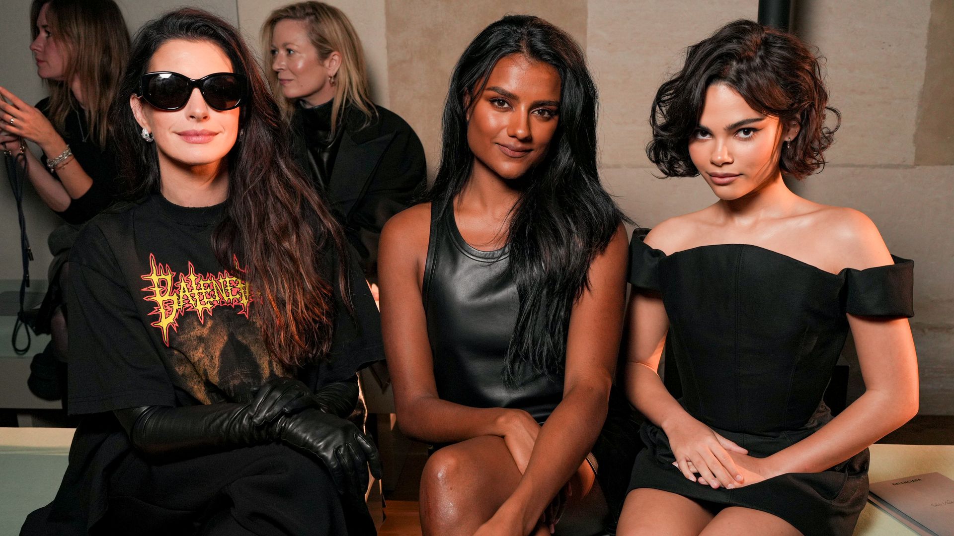 The pair were joined on the front row by American actress Ariana Greenblatt 