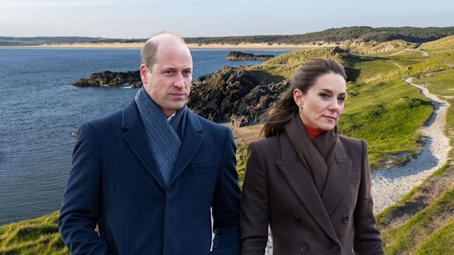 William and Kate with Anglesey cliffs backdrop