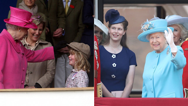 Lady Louise Windsor with her late grandmother the Queen